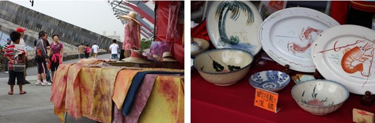 左：製作手染布的「漫布四季」 / 右：台灣碗盤博物館