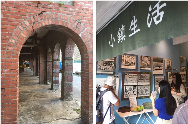 左圖：頭城老街拱門。 / 右圖：福哥帶領學員走進「小鎮生活」。