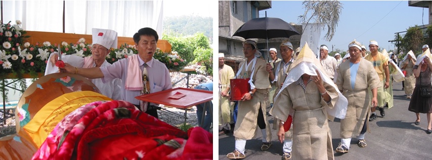 左圖：封釘。 / 右圖：出殯。