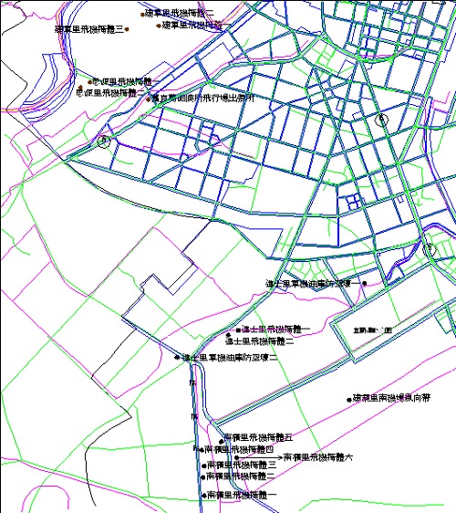 日治時期南北機場的軍事設施。（王珩提供）