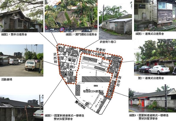 化龍一村配置圖。（本研究調查分類）