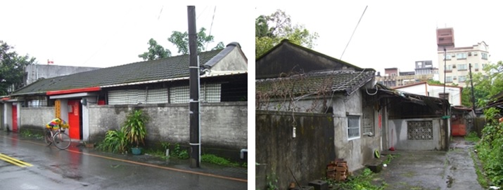 左圖：位於西後街二棟6戶國軍新建的甲種眷舍，前面大部份有增建至圍牆的情形。 / 右圖：位於西後街1巷一棟4戶國軍新建的丙種眷舍，側面及前面都有增建的情形。