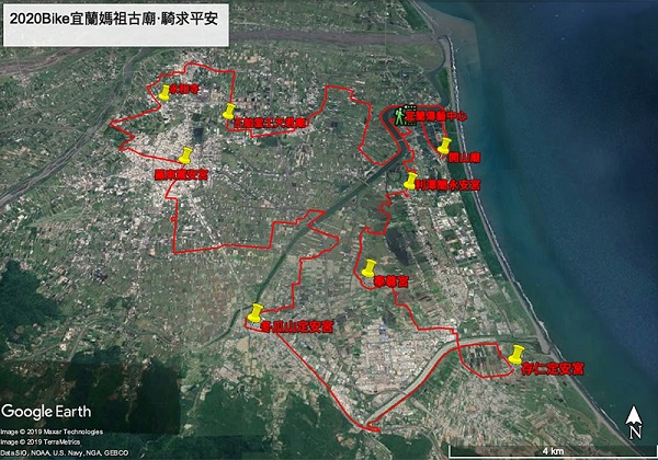 2020「媽祖繞境，騎求平安」路線圖。