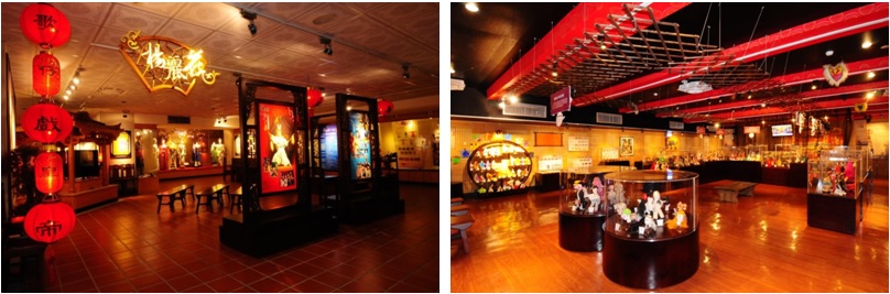 左圖：楊麗花展示專區，李錕鐘拍攝，台灣戲劇館提供。 / 右圖：第二展覽室，李錕鐘拍攝，台灣戲劇館提供。