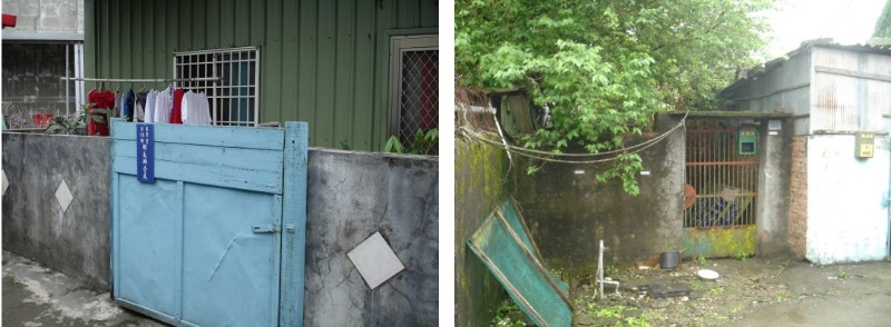 左圖：建軍路建國新村1-5號   /  右圖：建軍里15鄰鄰長住處。
