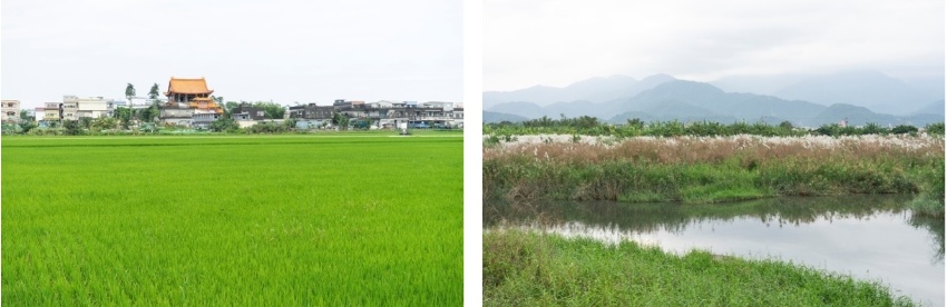 左圖：蘇澳猴猴。筆者攝於2020年4月16日。過去這裡是猴猴社社址所在因而得名，現在雖然仍以猴猴為名，但已成漢人聚落的形態，在聚落中最高的廟宇建築即為聚落的信仰中心龍德廟，主祀土地公。 / 右圖：蘇澳新城溪。筆者攝於2019年11月8日。十八世紀末猴猴人花蓮立霧溪輾轉來到新城溪下游，在此建立聚落，過著罟漁打獵的生活。