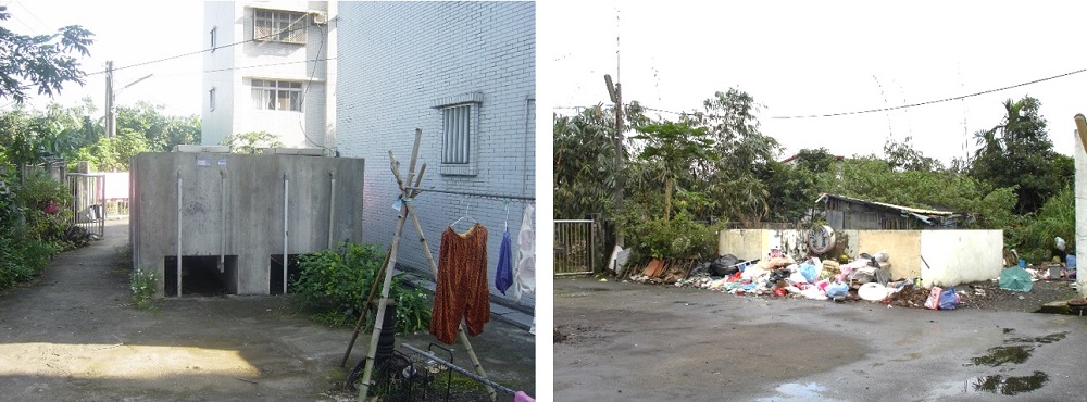左圖：敬業新城地面儲水槽 / 右圖：敬業新城資源回收場