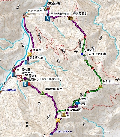 志水孫平碑周邊山區地圖（曾乙申提供）