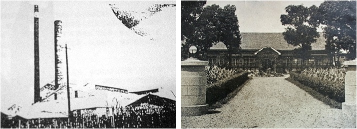 左圖：昭和年間二結紙廠正門原貌 資料來源：《羅東郡大觀》，宜蘭縣史館提供。 / 右圖：昭和年間二結紙廠正門原貌。資料來源：《羅東郡大觀》，宜蘭縣史館提供