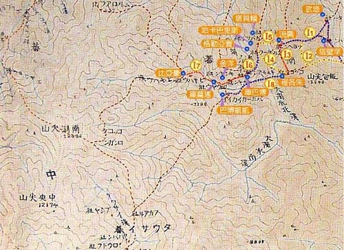 南澳鄉泰雅舊社內部道路路線圖。圖片來源：宜蘭文獻75/76期內夾頁