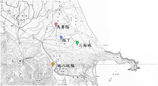 蘇澳隘防分布。資料來源：中央研究院人社中心GIS專題中心「臺灣百年歷史地圖系統：臺灣堡圖(明治版)」網站，瀏覽日期：2020年7月27日，網址詳相關連結。