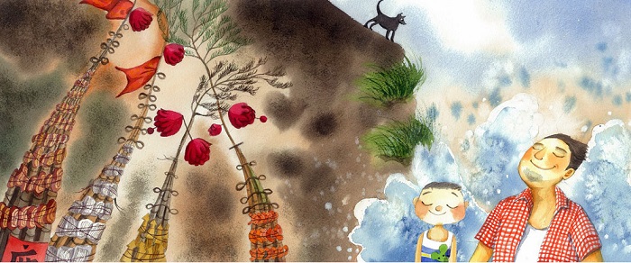 架起的孤棚暗示著搶孤競技活動不遠了