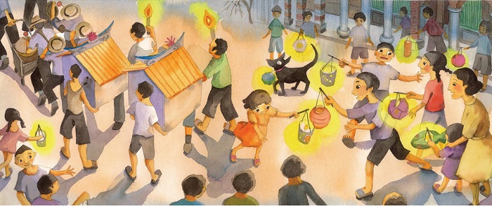 到了農曆七月最後一日，搶孤的前一天晚上會舉行水燈遊街及放水燈。水燈是照亮水路光明的燈，引領海上的孤魂前來參與搶孤祭典。水燈在頭城大街小巷遊街繞行，到達竹安河口再進行科儀與祭拜後，由熟悉水性的大坑罟居民，游泳將點燃的水燈推至外海，讓燃著火光的盞盞水燈，緩緩的飄向幽靜的大海。