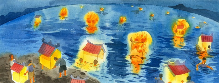 放水燈盛大的場面讓人不禁屏氣凝神