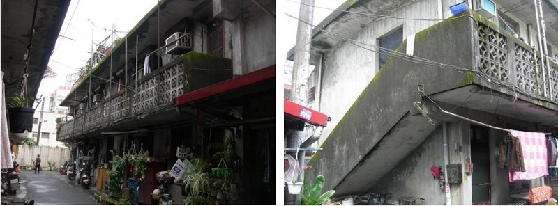 左圖：第三種形式，二層前側有水平走道。 / 右圖：第三種形式側邊的樓梯