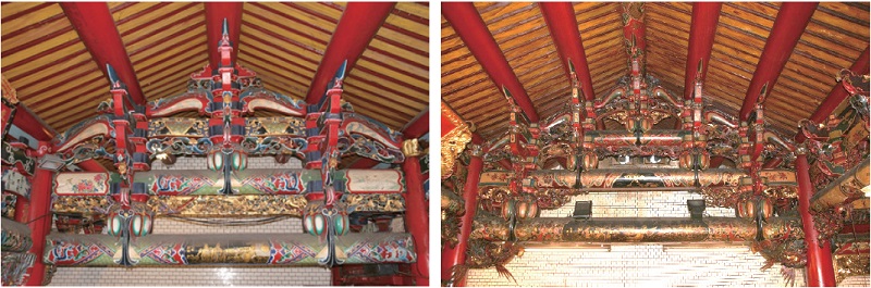 左圖：昭應宮三川殿左棟架整體型式  /  右圖：昭應宮正殿左棟架整體型式