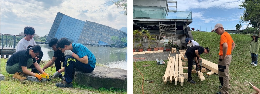 汗得高二學生利用自然素材，以創意構築反饋土地，强化參觀者與土地、自然的連結。