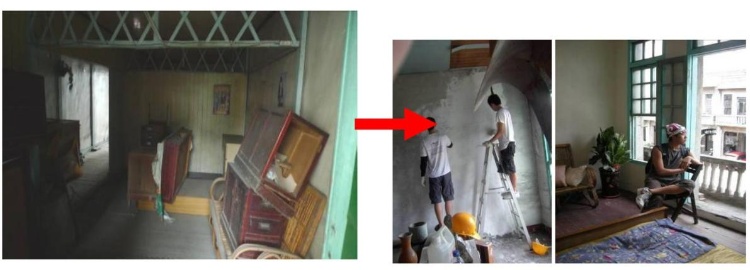 81號2樓原況，由國際志工營整修成西螺背包客棧