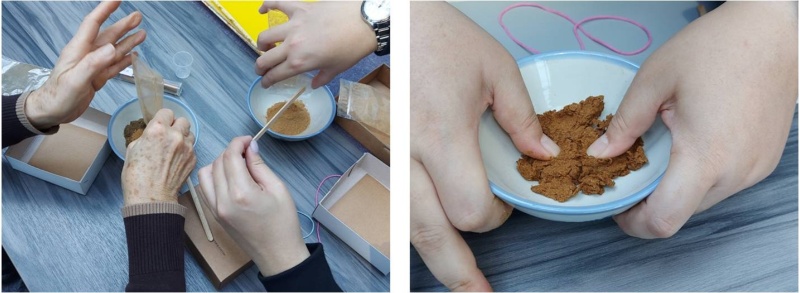 左圖：製香原料來自天然植物，民眾從認識香味開始，找到對應的植物。/ 右圖：民眾可以找到自己喜歡的味道，調出想要的香味。