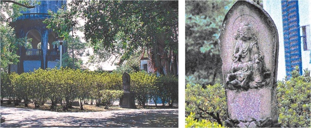 上圖：羅東水道（自來水）水源地：即今冬山鄉廣興路63號的「臺灣省自來水公司第八管理處羅東營運所第二取水站」。（宜蘭縣史館典藏） / 下圖：「第十三番 オフミ 石山寺 二臂如意輪觀世音」本是蘭陽唯一不曾移動過的一座，也未施加任何繪彩，可惜在 2019 年間，自來水公司基於業務推展的需求，開始在園區大興土木，導致 堪稱蘭陽境內唯一原汁原味的石觀音，終於被拆遷了，何時再重現？大家拭目以待。（宜蘭縣史館典藏）