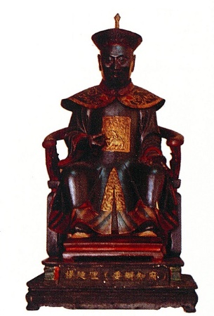 供奉在宜蘭市昭應宮的楊廷理木雕。