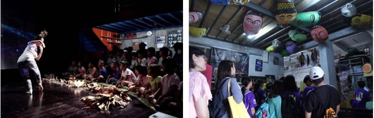 左：駐村藝術家計畫。/ 右：偶戲美學體驗與教育推廣活動。