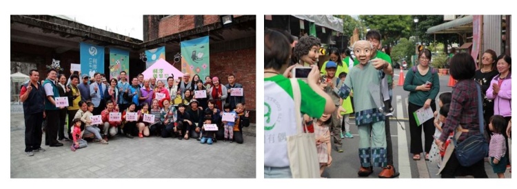 左：利澤偶聚祭聚集國外偶戲團隊與在地組織共襄盛舉。/ 右：偶的快閃形塑轉角遇見偶的氛圍。