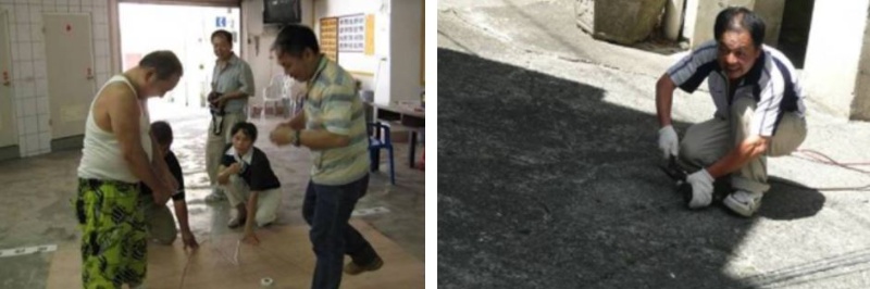 首先得將買來的成綑鐵絲運用轉線器拉直，並裁剪成各種合適的長度(潘佑升 攝)