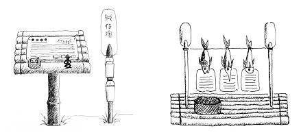 針對手創蘭陽這個案子，我們社區最早所發想出來的作品「釣艚仔景點解說牌」(左)和「釣艚仔曬魚乾Memo夾」(右)，全是圍繞在 「釣艚仔」這個主題下去發想設計的