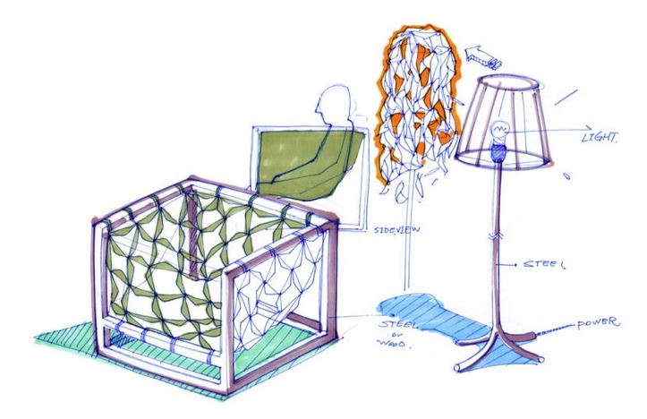 另一組特色家具--坐椅的舖面與燈罩