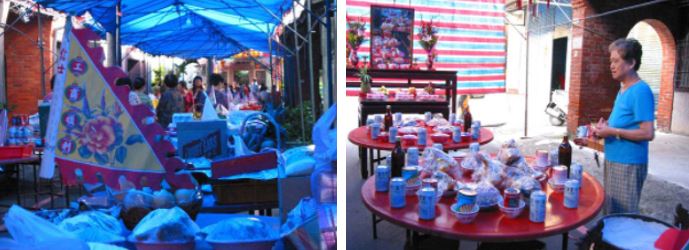 地方公廟準備中元普渡的情景(莊雅惠 攝)