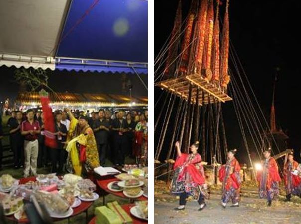 左：召請孤魂 / 右：巡孤棚