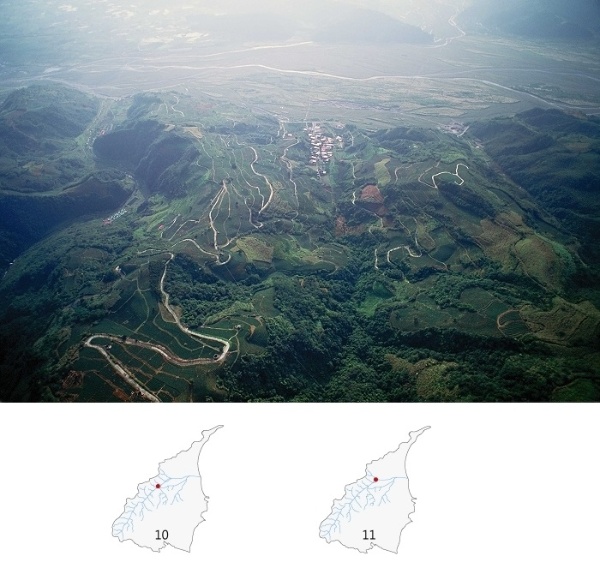 10.蘭陽溪與大同鄉玉蘭茶區空照景觀。
