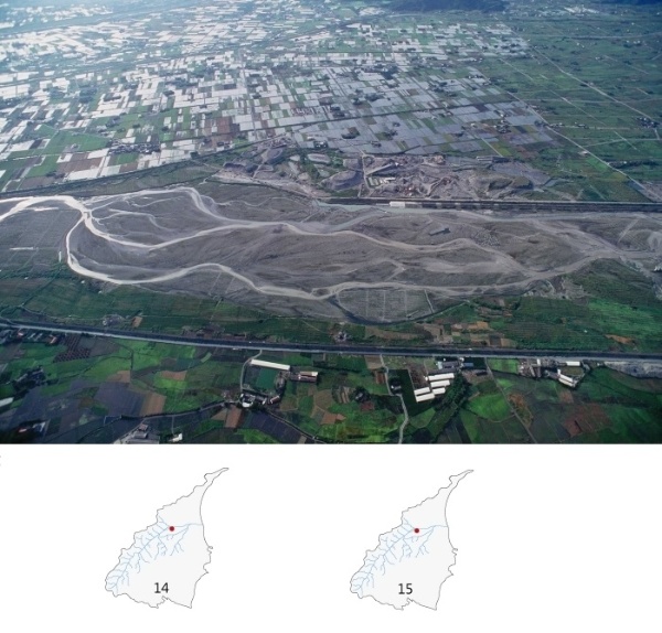 14.蘭陽溪平原員山鄉段空照二圖。