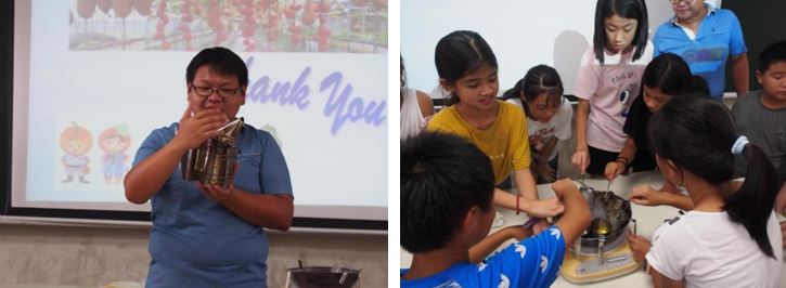 林智凱授課(左)與製作過程(右)，2019年攝