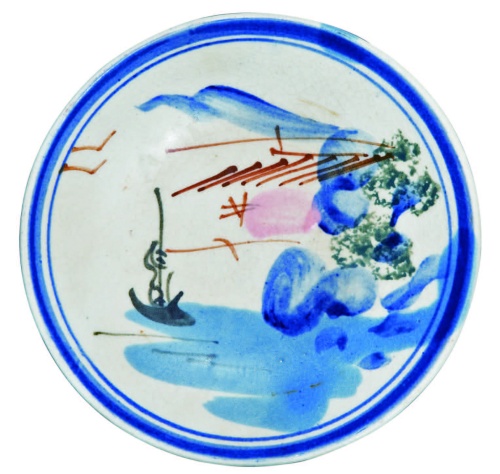 鶯歌窯　彩繪山水盤