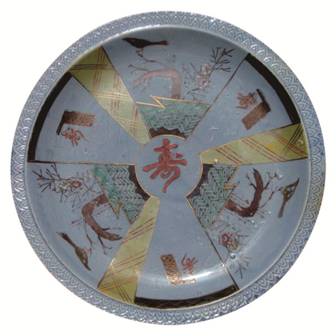 彩釉開光花鳥「壽」字盤  1965~1970台灣 國立台灣歷史博物館　提供