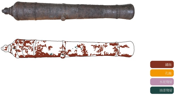北古砲管之損壞圖(右側)