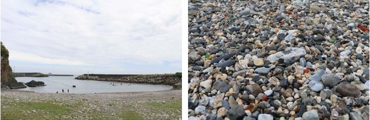 左：豆腐岬海灣,2020年攝。 / 右：豆腐岬礫灘,2020年攝。