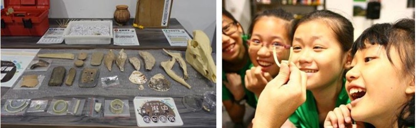 圖2：典藏物件為核心的環境教育學習(左) / 圖3：利用物件，達到多元感知的學習(右)
