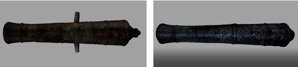 左圖：北古砲管數位檔 / 右圖：南古砲管數位檔。