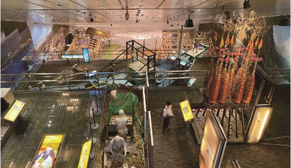 從常設展區的四樓，可一覽平原層、海層以及兒童考古探索廳等情景。