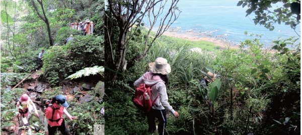 左圖：「綠樹濃陰路不分」是嶐嶺夕煙詩意之一。/ 右圖： 翻過嶐嶐嶺埡口往南下坡可直抵石城仔。（皆為陳財發提供）