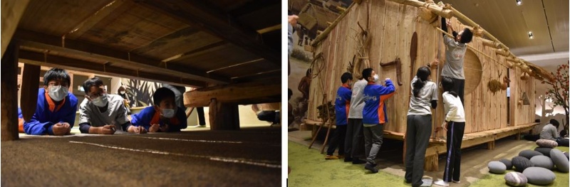 圖廿：蘭陽博物館-干欄式家屋基座觀察(左) / 圖廿一：蘭陽博物館-干欄式家屋外觀觀察(右)