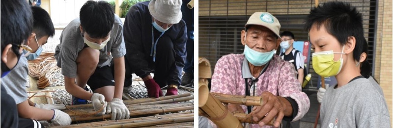 圖四十：家屋製作-牆面製作(左) / 圖四十一：家屋製作-骨架製作(右)