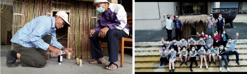 圖四十二：家屋製作-完工儀式(左) / 圖四十三：家屋製作完工合照(右)