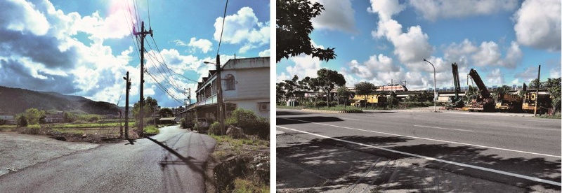 左：東城村內城路平交道。（陳財發提供） / 右：穿越台九公路平交道。（陳財發提供）