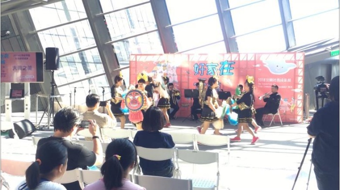 蘭陽人銅管五重奏於蘭陽博物館大廳進行表演