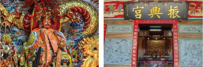 左 : 中興宮主神開台國聖是孩童捏土偶而來的。(張恆瑞 攝) / 下埔里振興宮。(張恆瑞 攝)