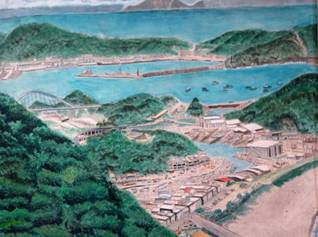 陳為長畫作-南方澳討海聚落